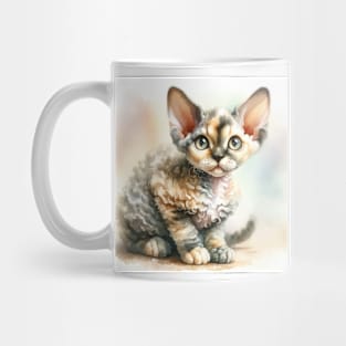 Devon Rex Watercolor Kitten - Cute Kitties Mug